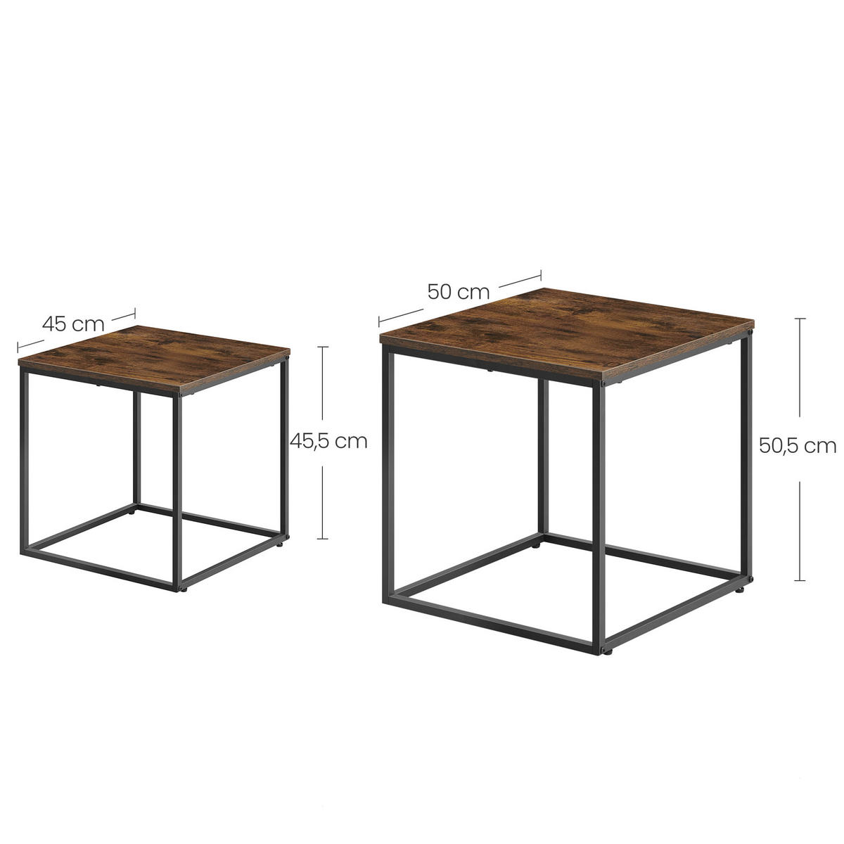 COUCHTISCH 2er Set quadratisch - Alteiche, Holzwerkstoff (50/50/50.5cm) - Mat-Haus