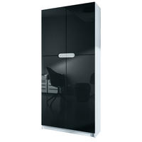 BÜROSCHRANK Logan Fronten in Schwarz Hochglanz - Schwarz Hochglanz, Holzwerkstoff (82/185/37cm) - Vladon