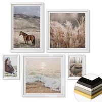 WANDBILDER 5er-Set - 50x50 cm & 20x30 cm & 40x60 cm Weißer Rahmen - Pferdelandschaft Seegraswald - Weiß, Kunststoff (40/60cm) - ArtPrintCave