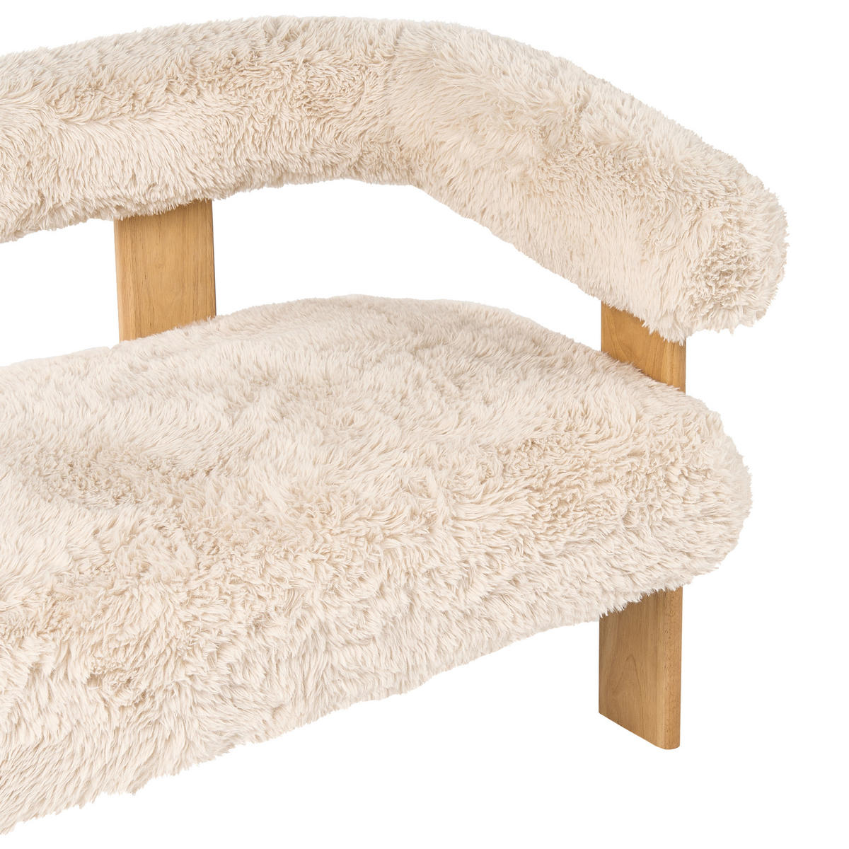 2-SITZER-SOFA Webpelz Cremeweiß/Hellbraun Ilbro - Creme, Textil (138/76/68cm) - Beliani