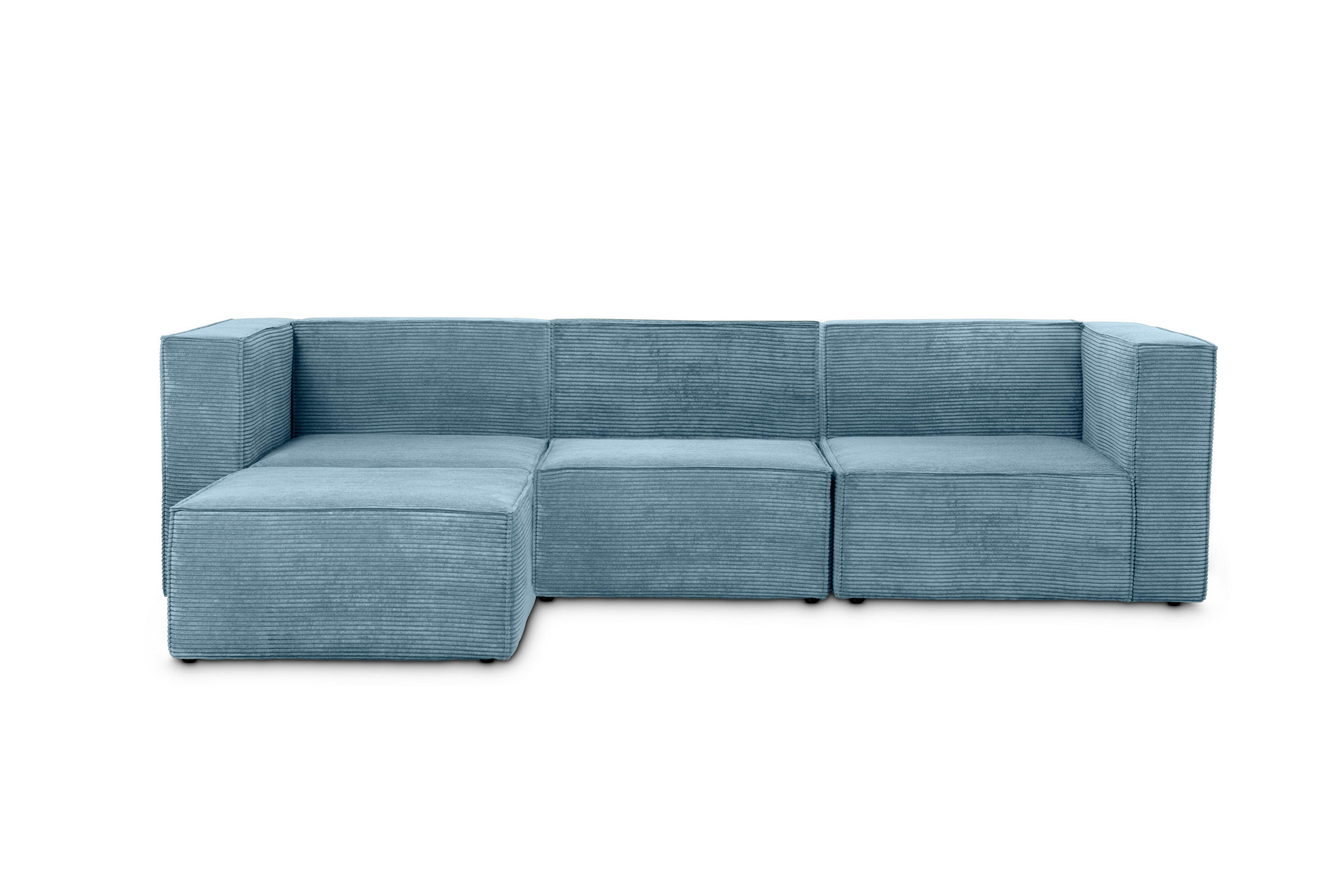 3-SITZER-SOFA Chaiselongue bezogen blauem Cordcornish-nicht modular-Samt HARPER - Blau, Textil (100/65/280cm) - RNT By Really Nice Things