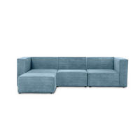 3-SITZER-SOFA Chaiselongue bezogen blauem Cordcornish-nicht modular-Samt HARPER - Blau, Textil (100/65/280cm) - RNT By Really Nice Things