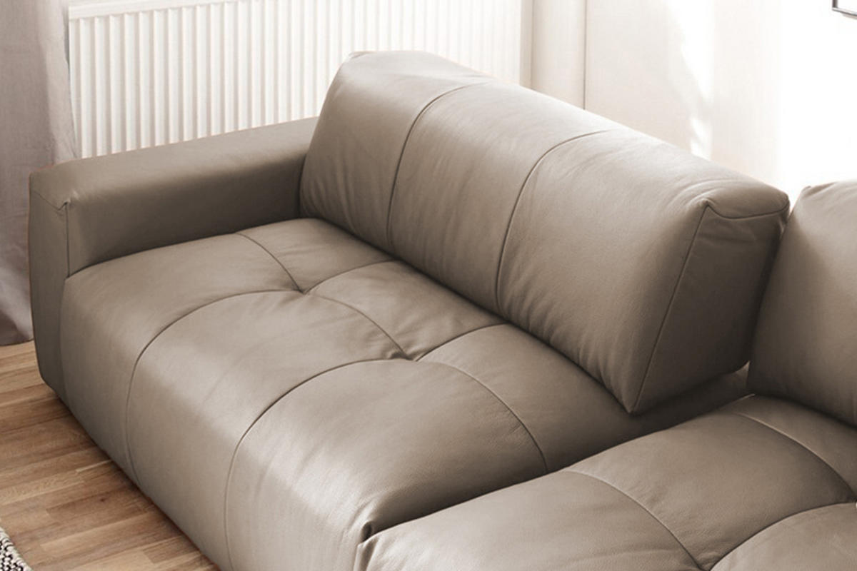 LEDERSOFA MIT SITZTIEFENVERSTELLUNG PALACE Taupe Leder - Taupe, Leder (298/74/120cm) - KAWOLA