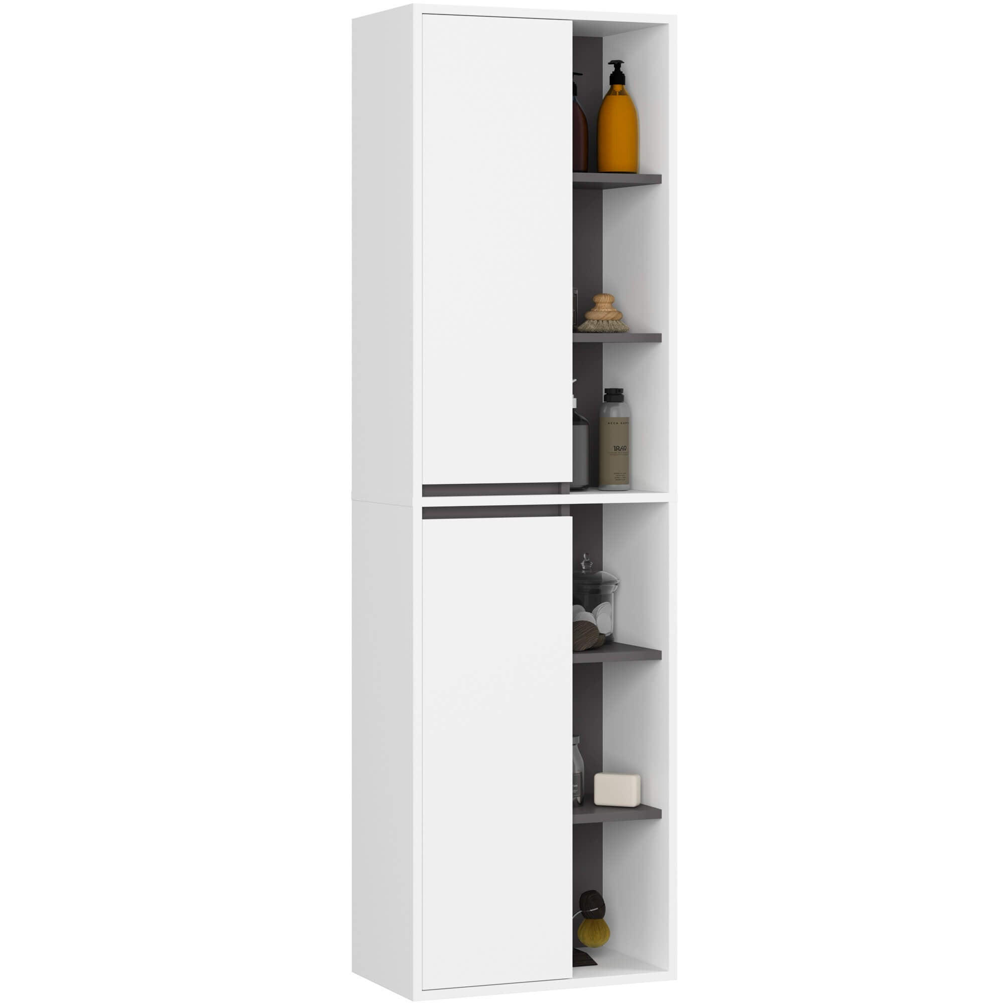 BAD HOCHSCHRANK Vami Weiß, Grau - Weiß/Grau, Holzwerkstoff (50/170/30cm) - Akord