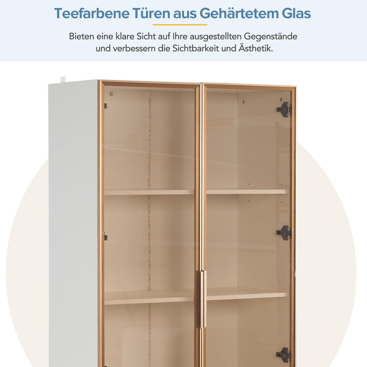 VITRINE, LED-Licht, 2 Türen, Einlegeböden, 80x40x160cm - Weiß, Holzwerkstoff (40/160/80cm) - FLIEKS