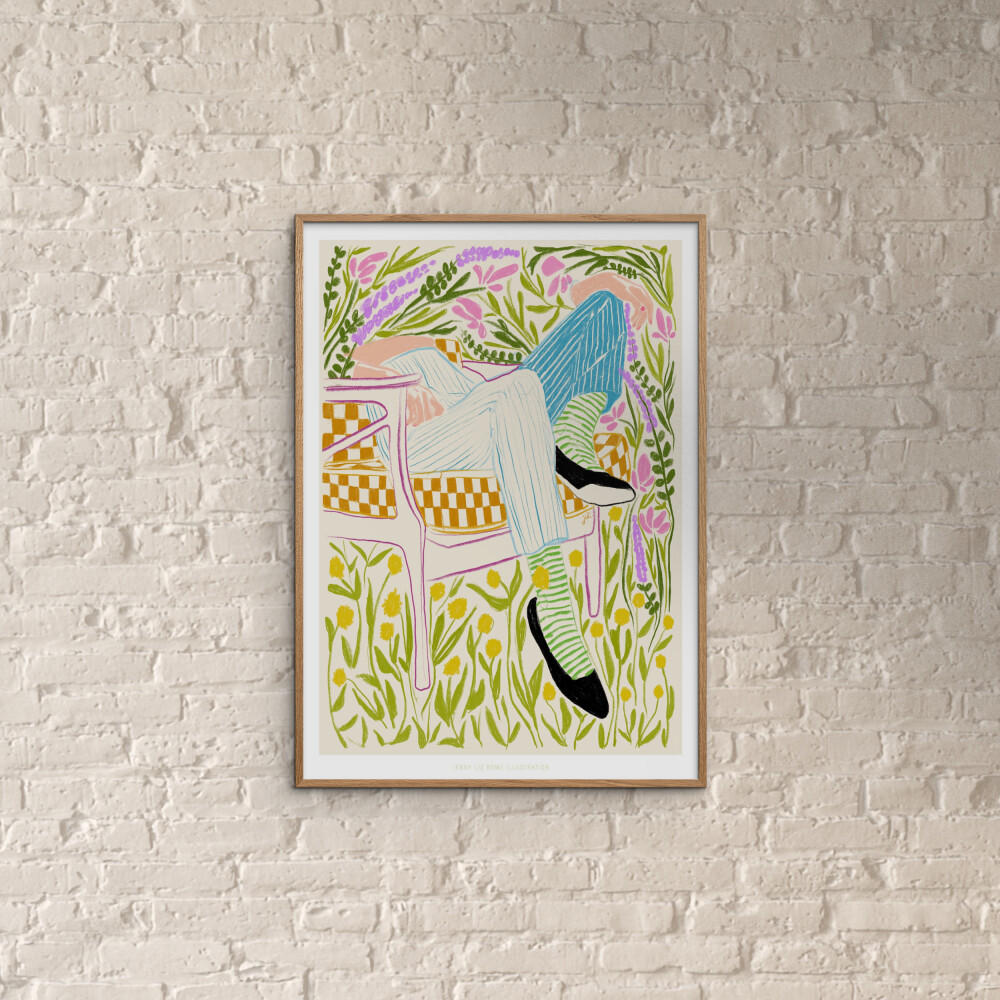 POSTER mit Rahmen Jenny Liz Rome - Quiet in the Garden 2 - Eichefarben/Multicolor, Holz/Papier (50/70cm) - Poster&Frame