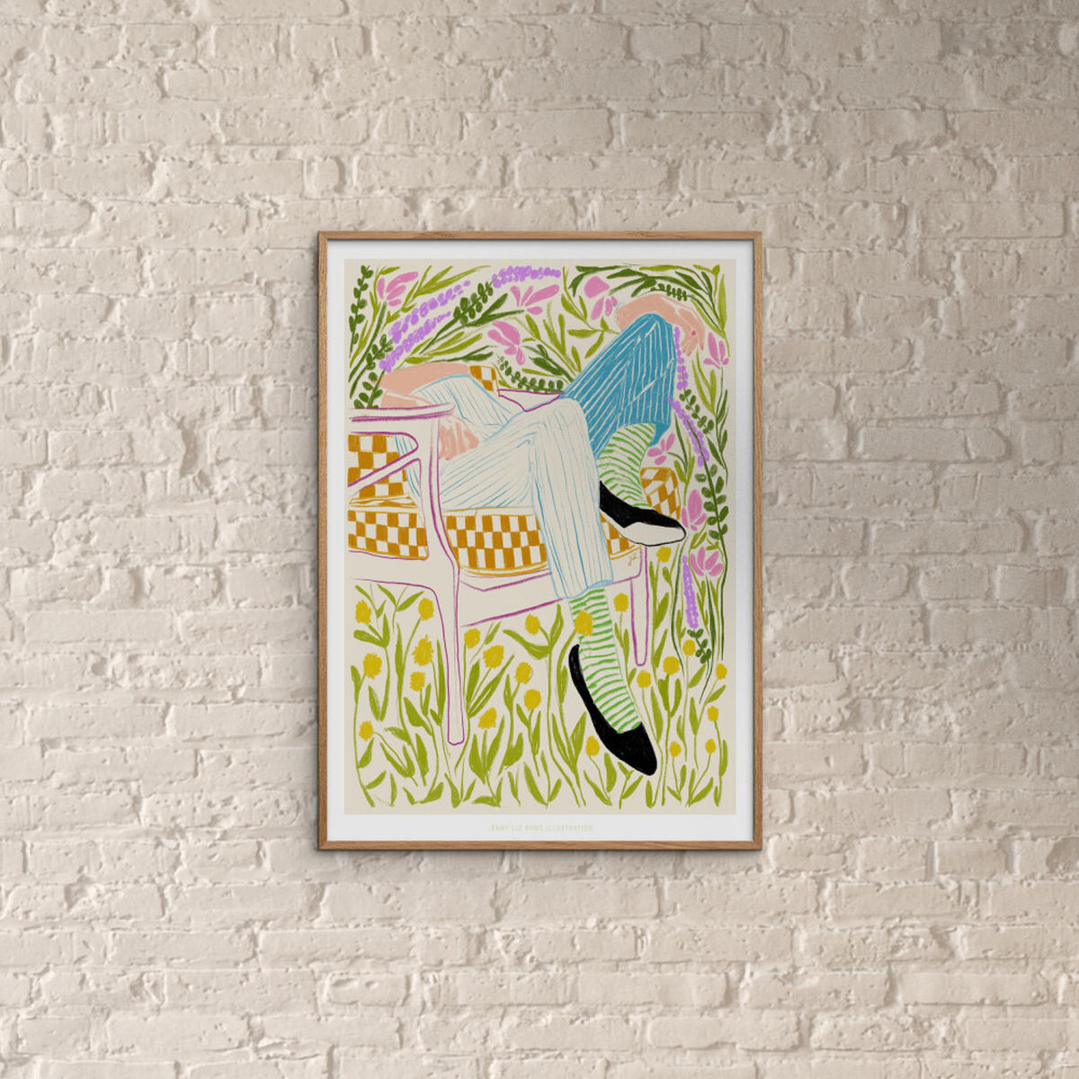 POSTER mit Rahmen Jenny Liz Rome - Quiet in the Garden 2 - Eichefarben/Multicolor, Holz/Papier (50/70cm) - Poster&Frame