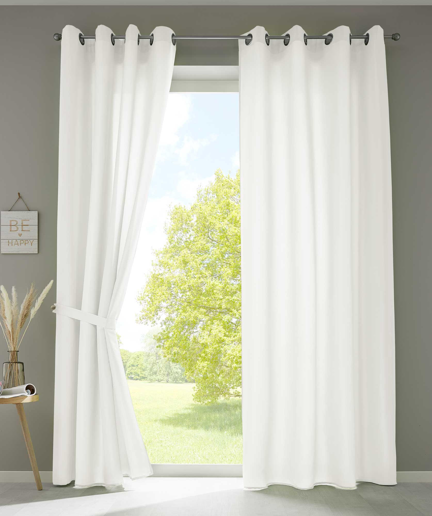 VORHANG 2ER SET BERLIN HxB 245x140cm Creme - Creme, Textil (140/245/245cm) - Gardinenbox