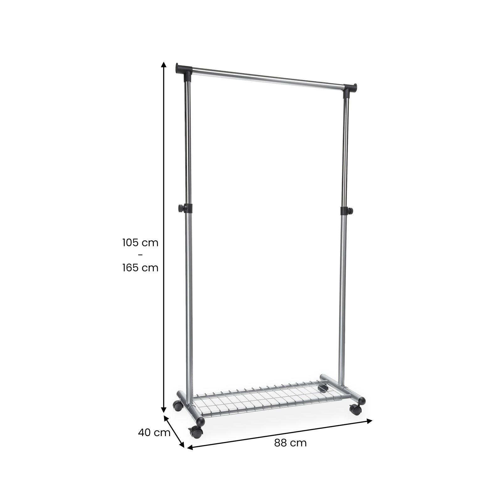 GARDEROBENWAGEN ORLA - Grau, Metall (88/165/40cm) - IDIMEX