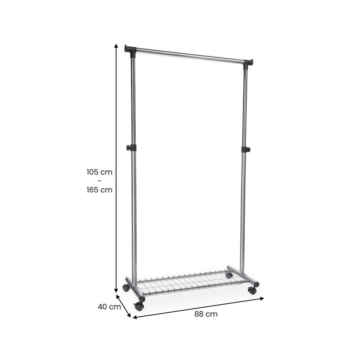 GARDEROBENWAGEN ORLA - Grau, Metall (88/165/40cm) - IDIMEX