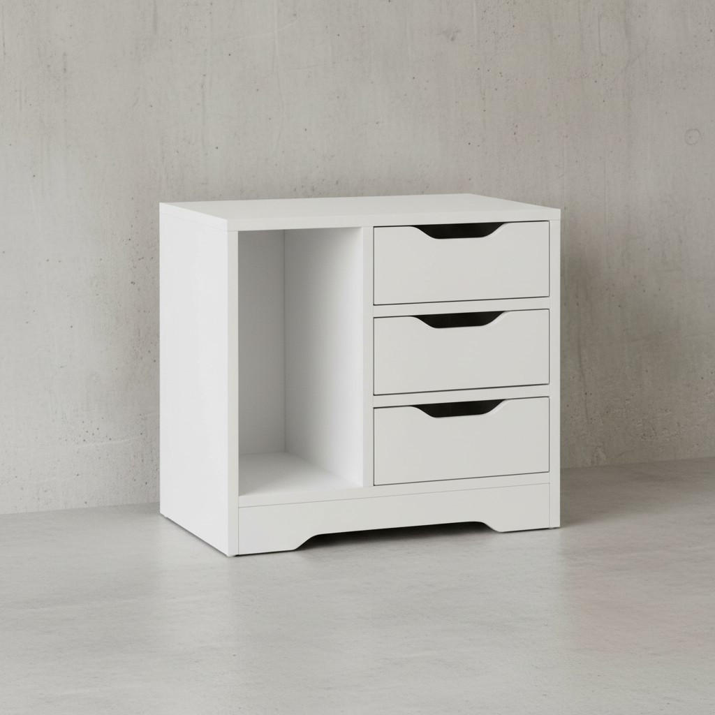 NACHTTISCH – Melaminharz, mit Ablage, modern, kompakt - Weiß, Holz (49/50/30cm) - KADIMA DESIGN