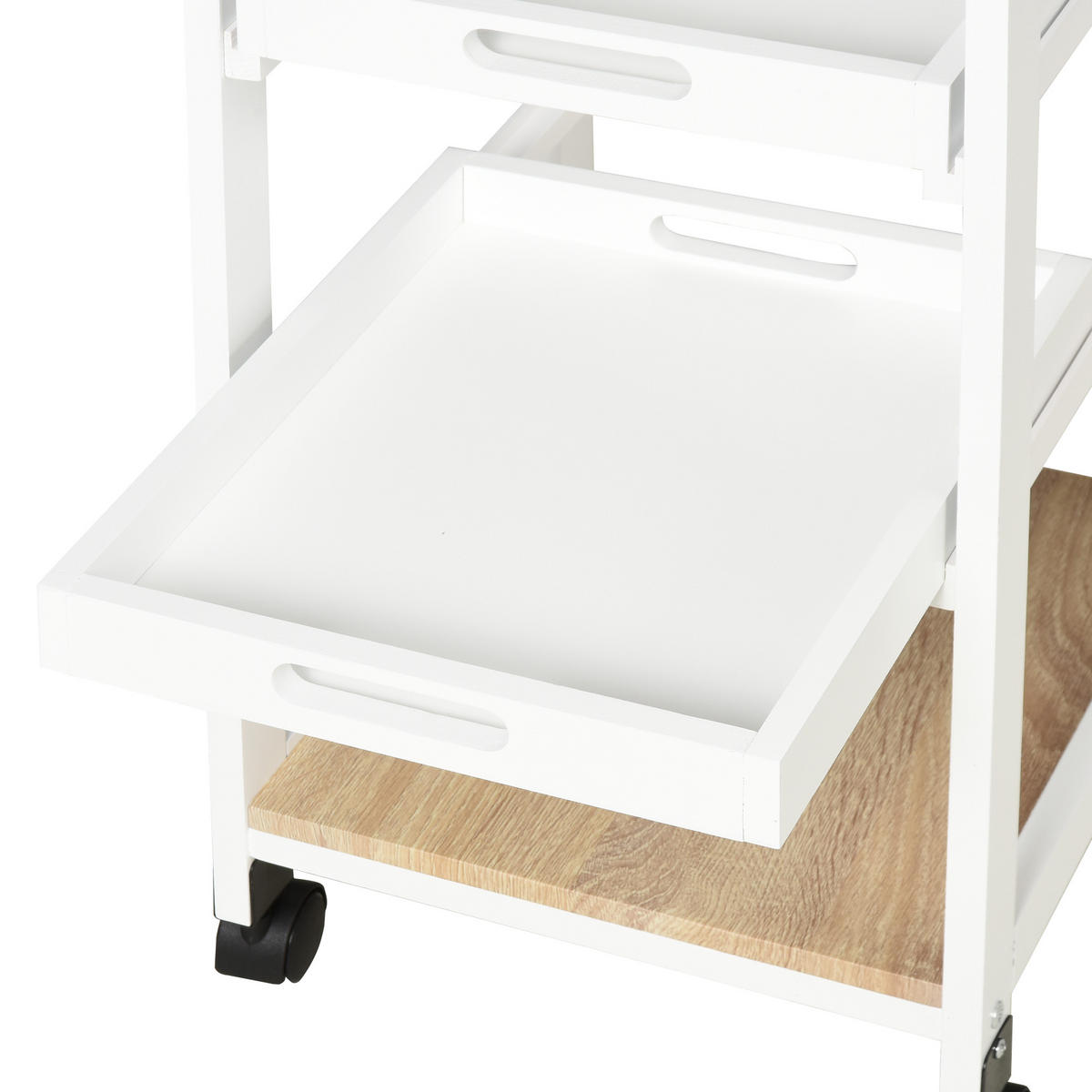 SERVIERWAGEN DE-17081 Weiß & Hell-Eiche - Weiß, Holzwerkstoff (37/76/37cm) - ComfortXL