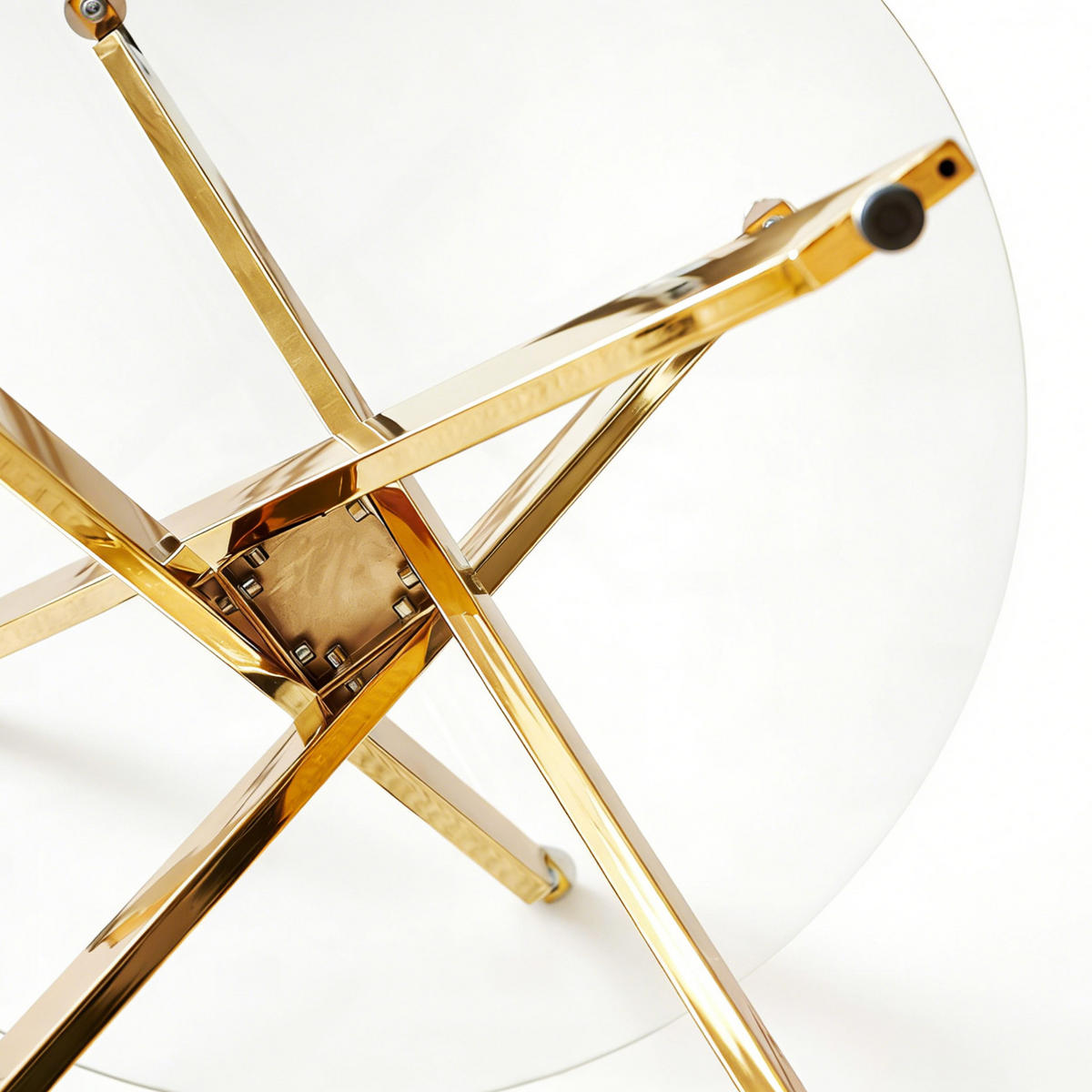 ESSTISCH aus Glas und Metall 80x80x75 cm Gold rund mit stabilem Kreuzgestell und pflegeleichter Oberfläche - Goldfarben, Metall (80/80/75cm) - Modfu
