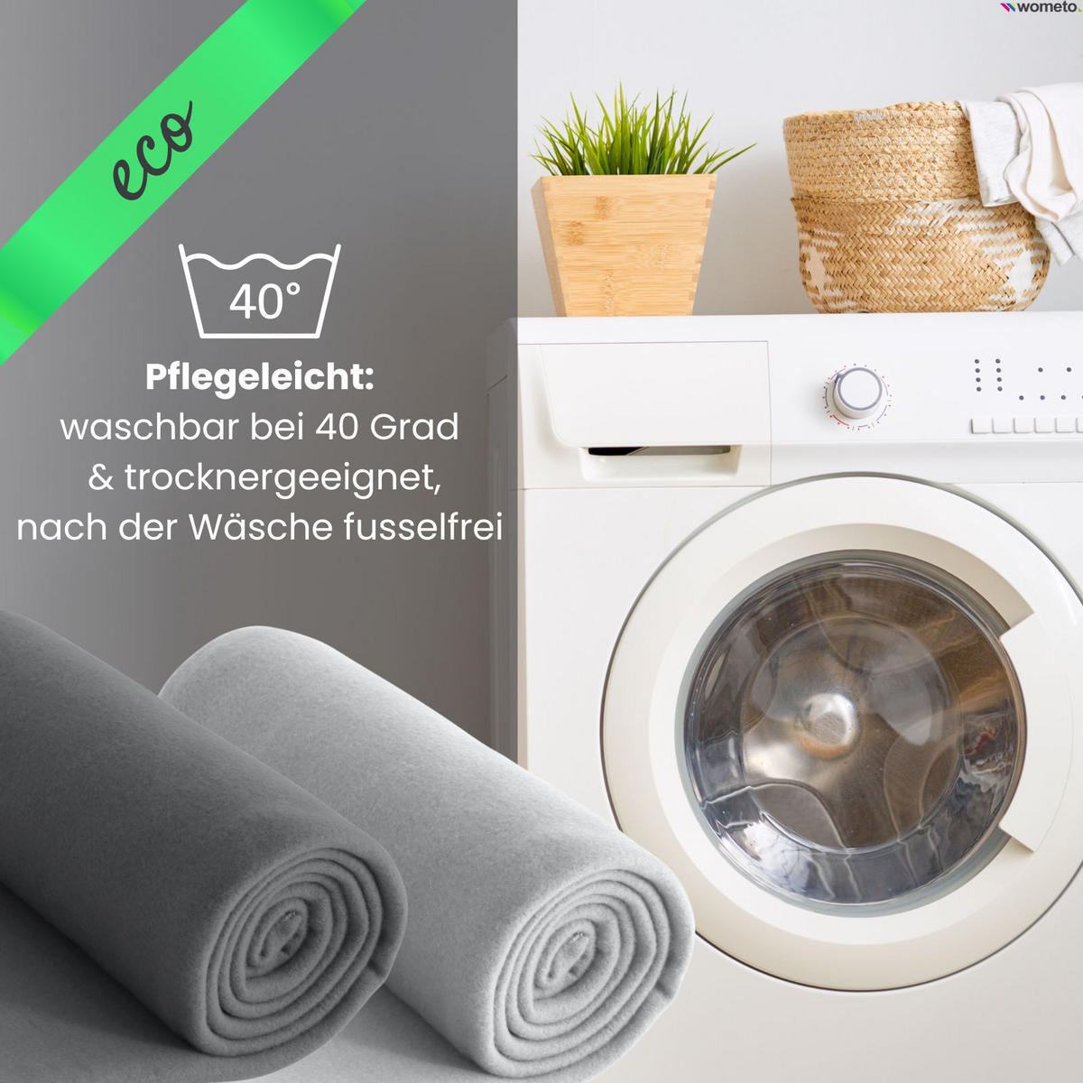 FLEECEDECKE eco-line dunkelgrau 130/160 cm aus 100% recyceltem Material Kettelrand Anti-Pilling - Dunkelgrau, Textil (130/160cm) - wometo