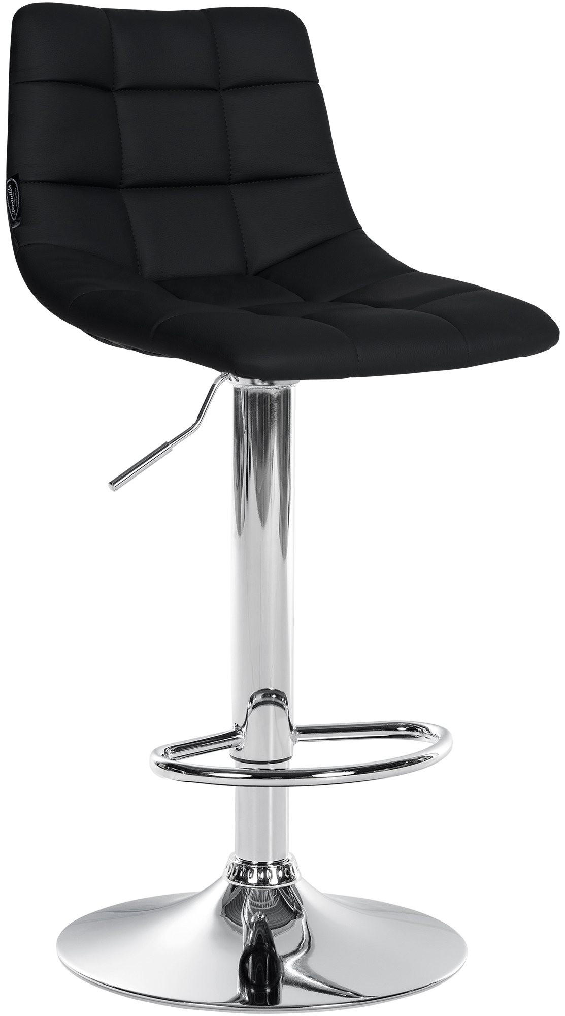 BARHOCKER Lederlook schwarz - Chromfarben/Schwarz, Textil/Metall (43/87/46.5cm) - CLP