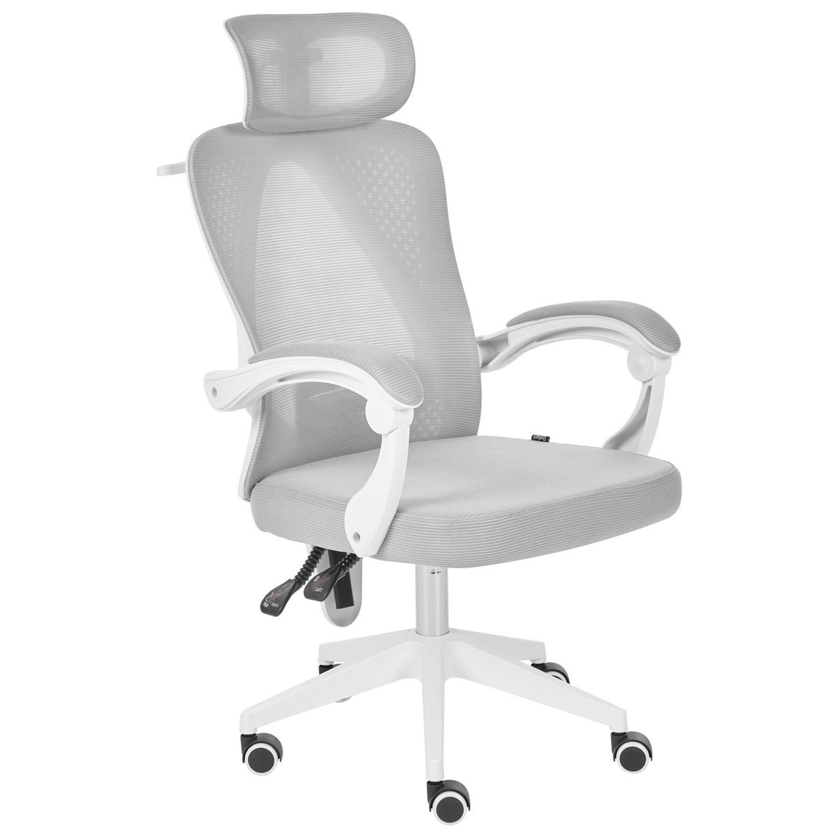 BÜROSTUHL Hellgrau Seranev - Weiß/Grau, Textil (60/115/60cm) - Beliani