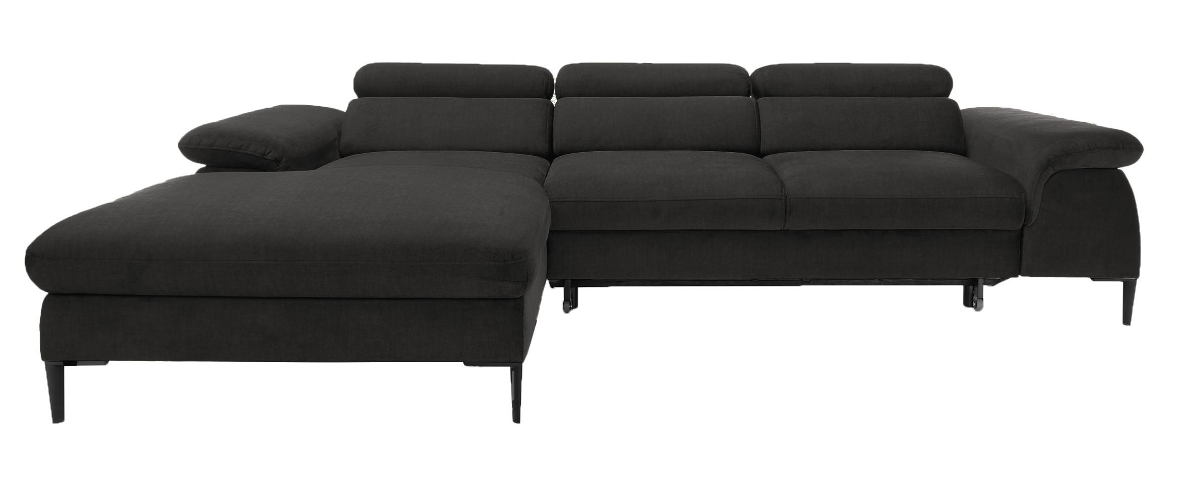 ECKSOFA L-Form 290 cm Amaro M mit Schlaffunktion, Links, Schwarz - Schwarz, Holz (288/182cm) - Emporius