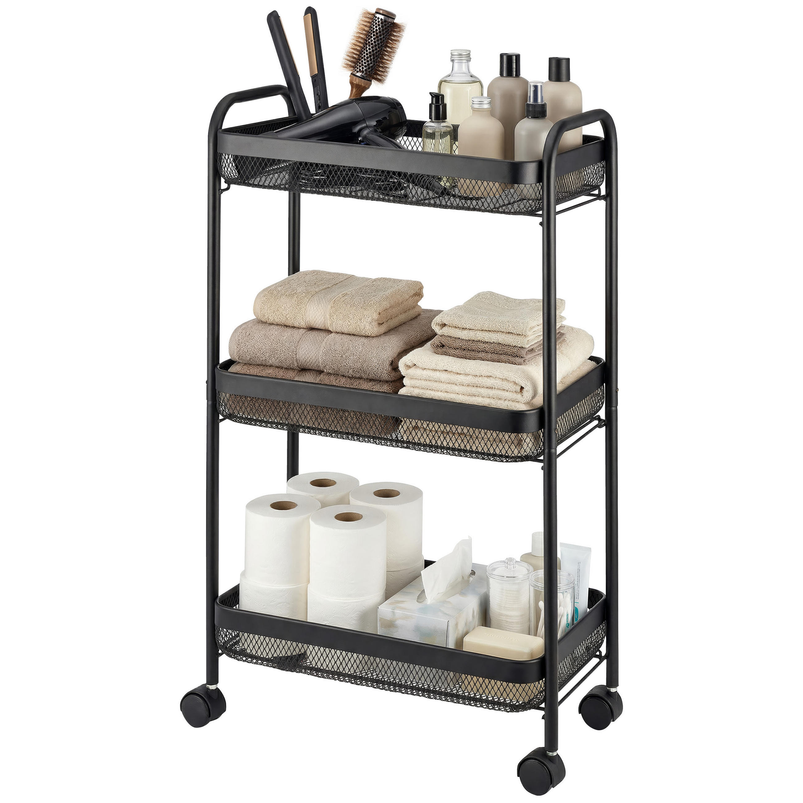 ROLLWAGEN, schwarz, Metall - Schwarz, Metall (47/79.5/27cm) - eluno