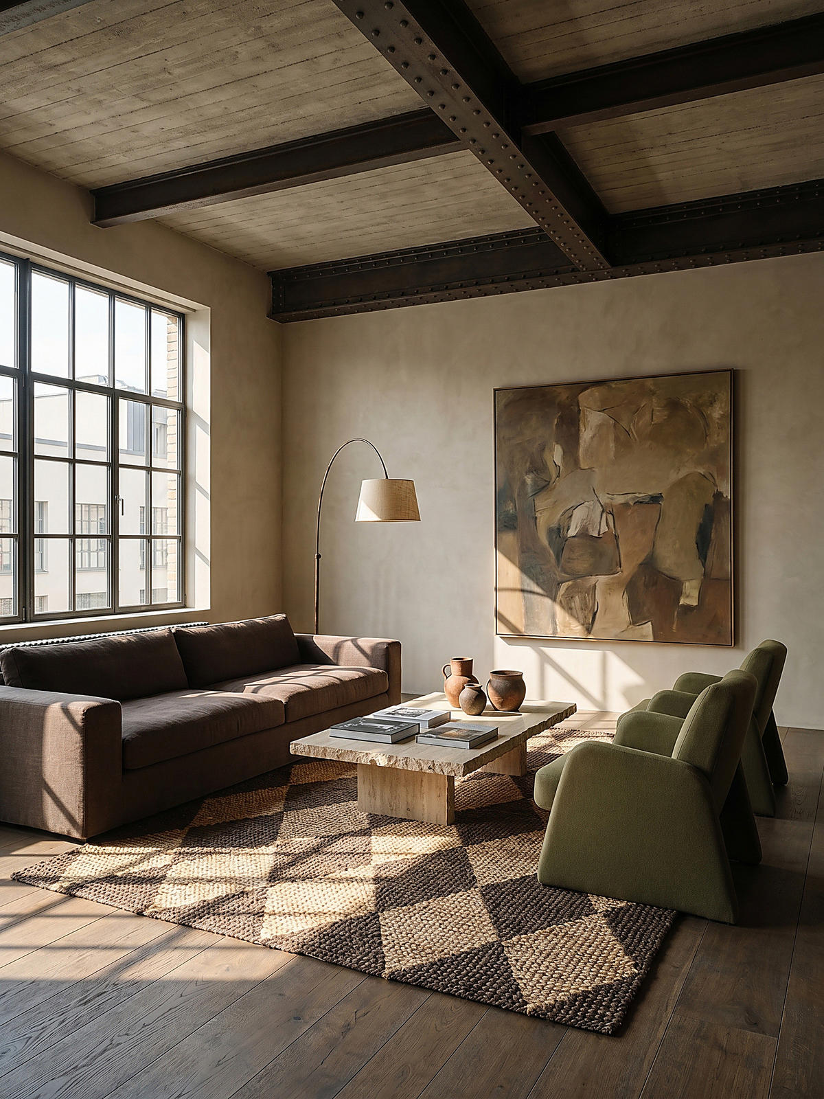 TEPPICH Jute Flachgewebe Rauten Muster, Wohnzimmer Braun Rechteckig 120x170 - Braun, Textil (170/120cm) - KADIMA DESIGN