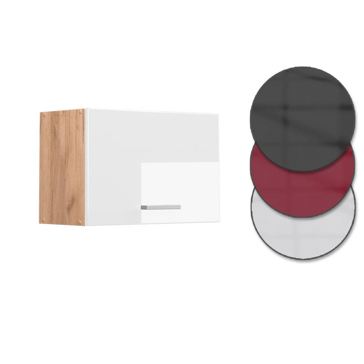HÄNGESCHRANK R-Line Weiß Hochglanz 60 cm Flach - Honigeiche/Weiß Hochglanz, Holzwerkstoff (60/40/31cm) - Vicco