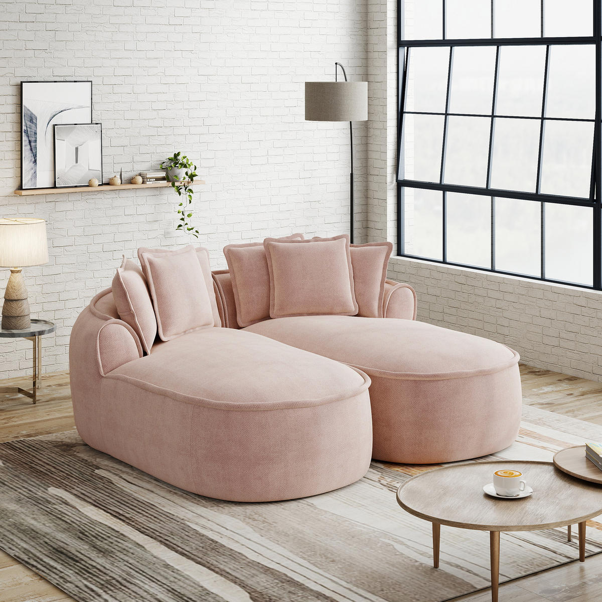 2-SITZER Sofa 184×164×67 cm aus Chenille-Stoff rahmenlos multifunktional, rosa - Rosa, Textil (164/67/184cm)