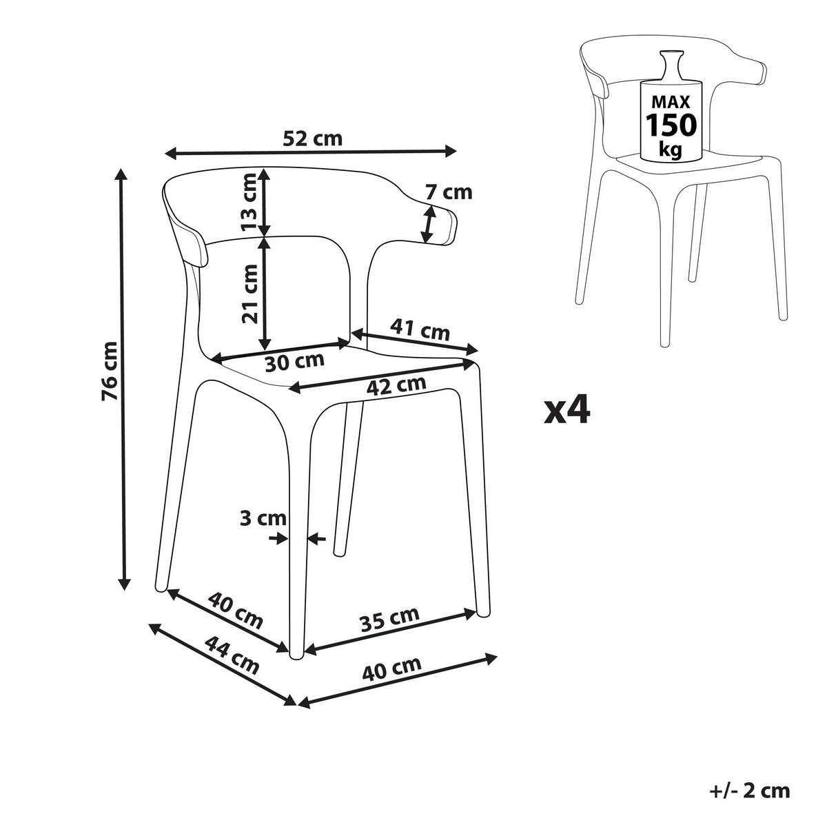 GARTENSTÜHLE 4er-Set Kunststoff grau Gubbio - Grau, Kunststoff (50/76/49cm) - Beliani