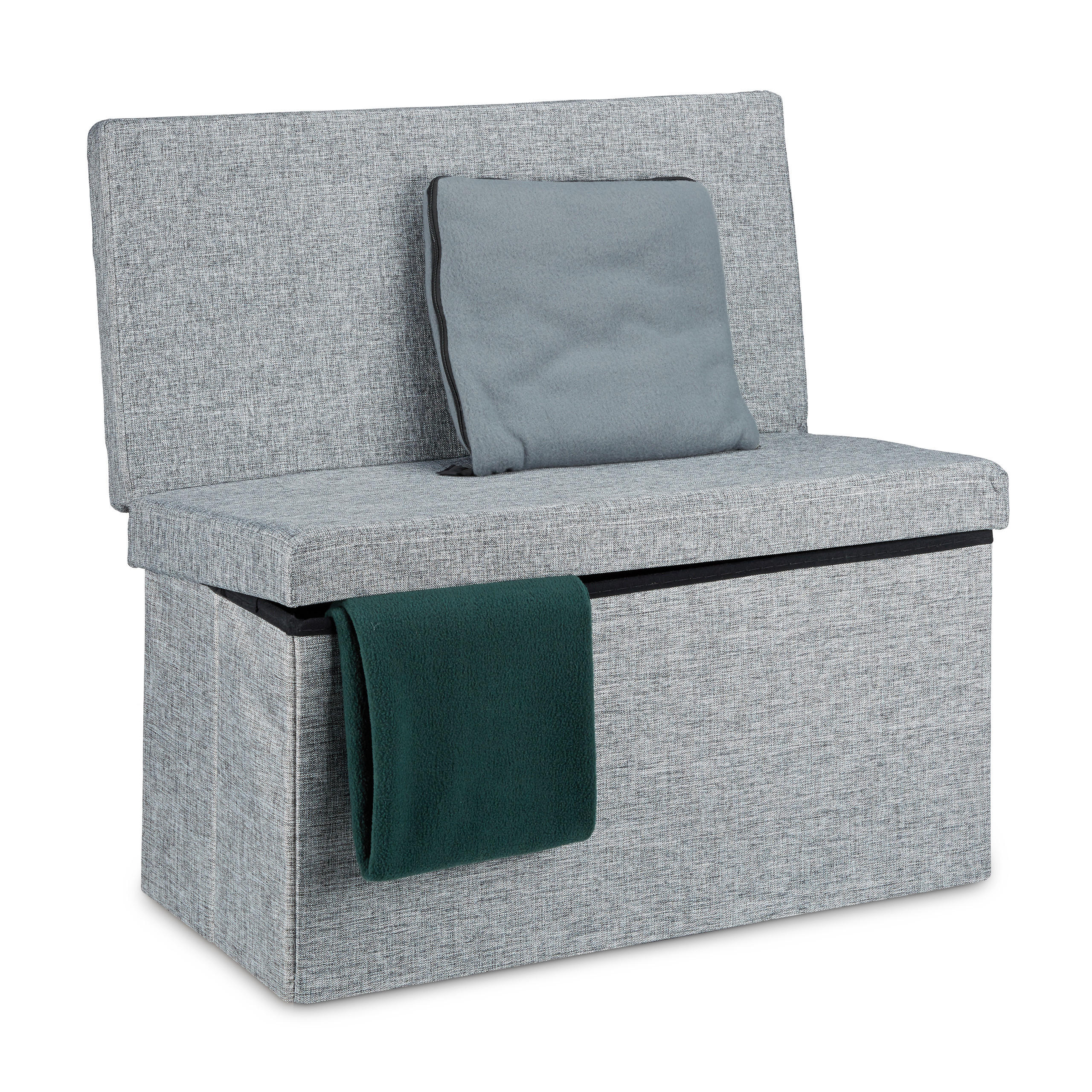 FALTBARER Sitzhocker - Grau, Holzwerkstoff/Textil (76/73/38cm) - Relaxdays