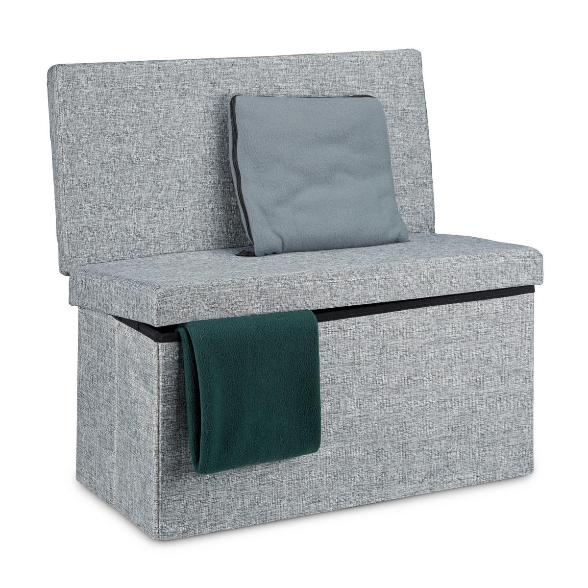FALTBARER Sitzhocker - Grau, Holzwerkstoff/Textil (76/73/38cm) - Relaxdays
