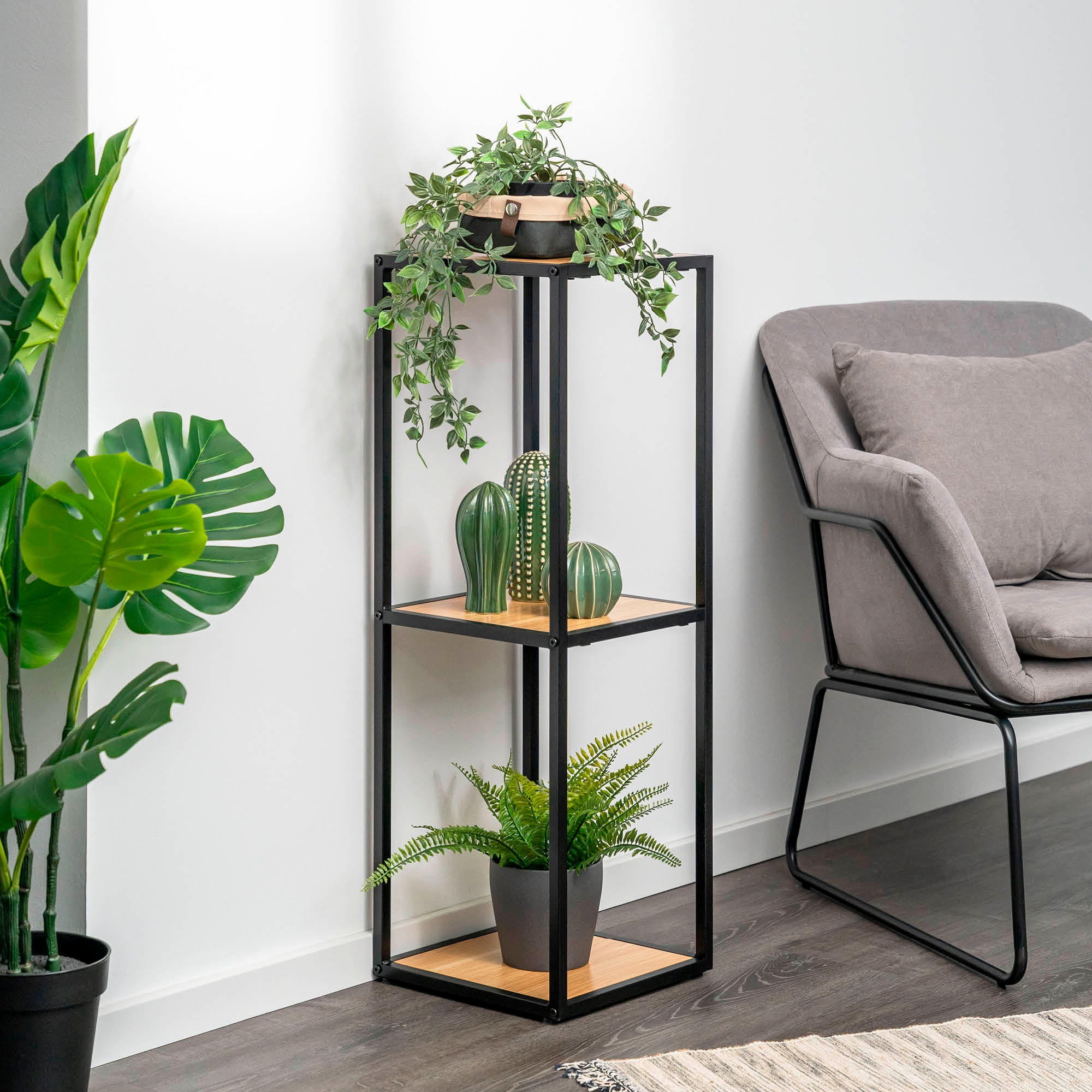 Thumbnail - eluno Stand-Regal,, Schwarz, Metall, 30x89x30 cm, FSC 100%, Wohnzimmer, Regale, Bücherregale