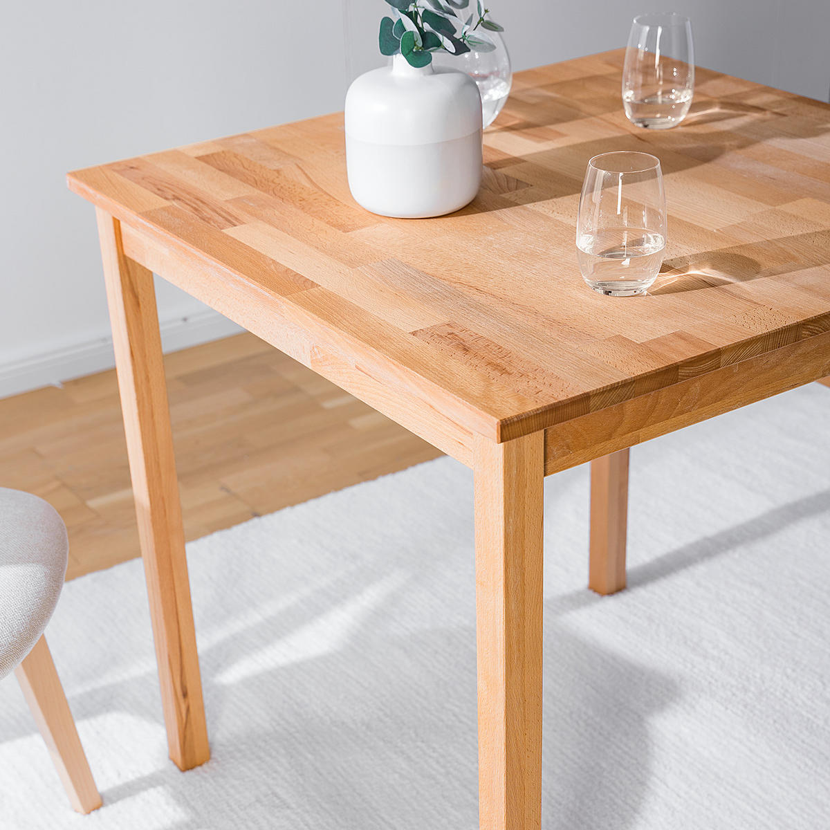 ESSTISCH - Buche massiv - Buchefarben, Holz (75/75/75cm) - home24