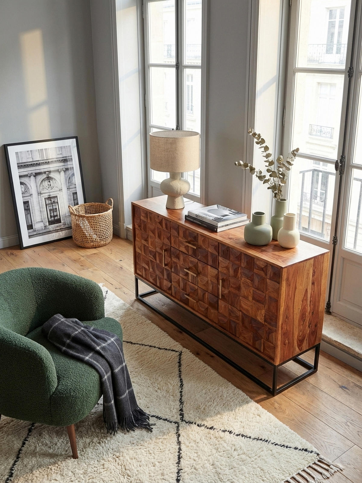 SIDEBOARD – Massivholz, 145x81x45 cm, Industrial-Stil, Metallgestell - Schwarz/Braun, Holz/Metall (145/81/45cm) - KADIMA DESIGN