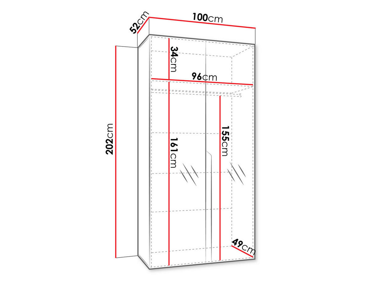 DREHTÜRENSCHRANK Mila III 100 - Schwarz, Holzwerkstoff/Kunststoff (100/202/52cm) - MIRJAN24