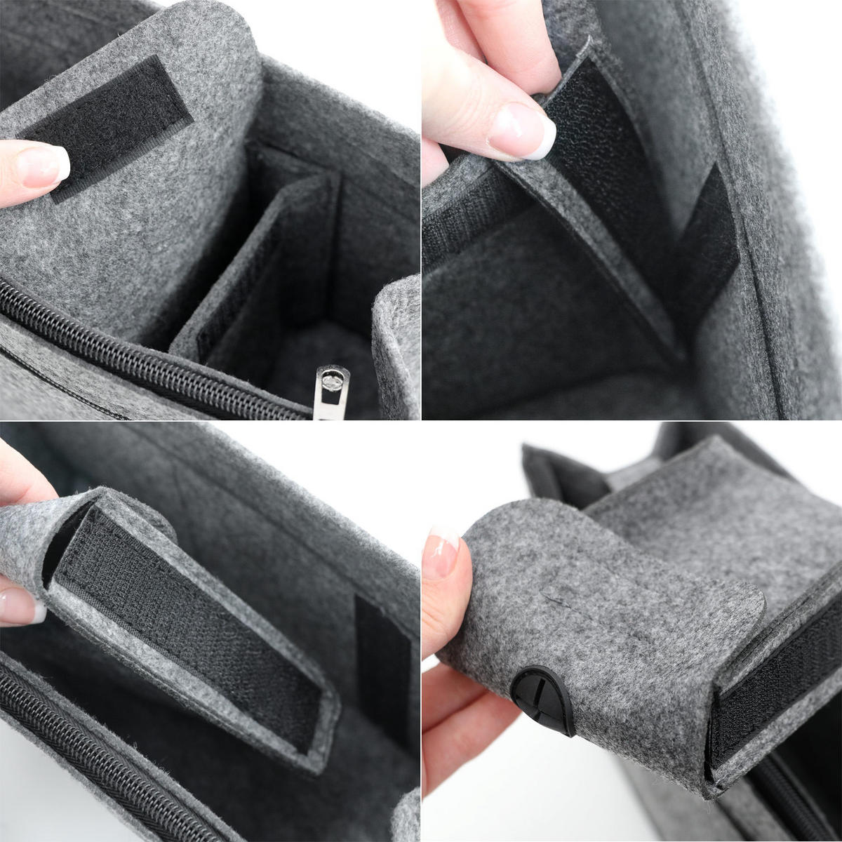 TASCHENORGANIZER XL, 36x12x22 cm, aus Filz, Grau - Grau, Kunststoff (36/12/22cm) - Dunedesign