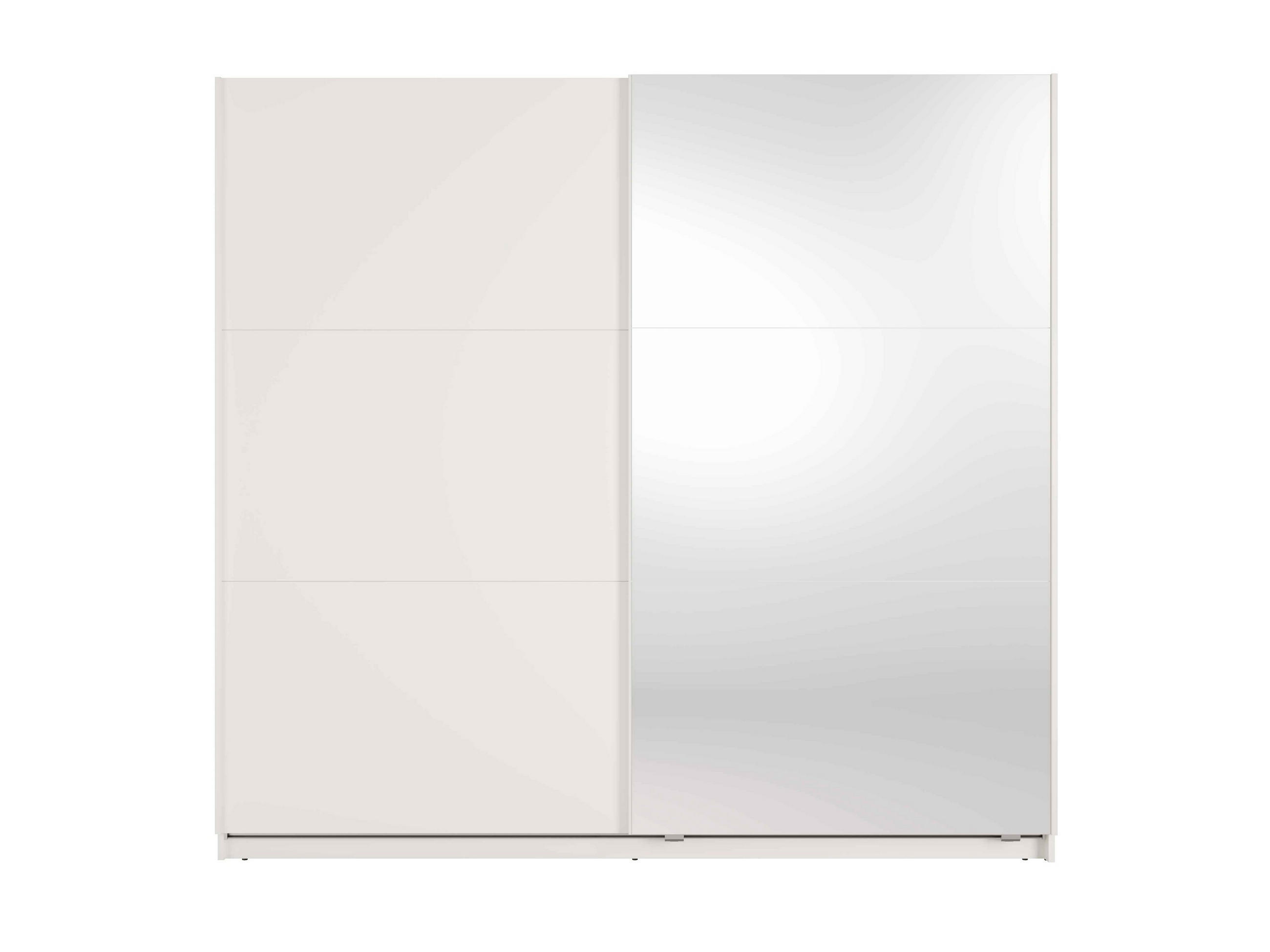 SCHWEBETÜRENSCHRANK RADEN 221/207/60cm 2-türig mit Spiegel Weiß - Weiß, Holzwerkstoff (221/207/60cm) - MASSENO