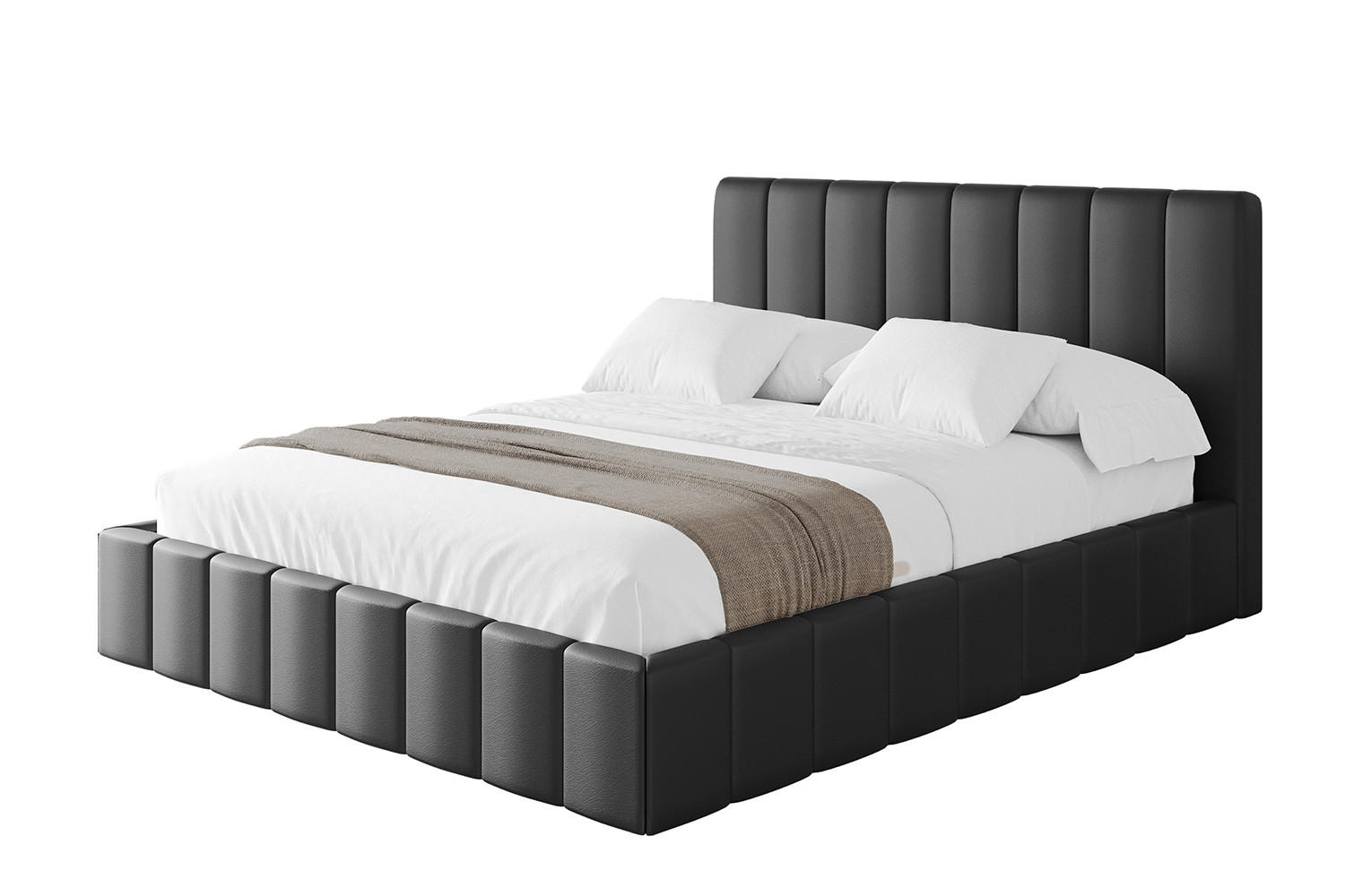 POLSTERBETT mit Bettkasten und Lattenrost, Bett mit Matratze H3/H4 - FINO 120x200 Schwarz Kunstleder - Schwarz Hochglanz, Holzwerkstoff/Textil (120/200cm) - ALTDECOR