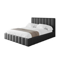 POLSTERBETT mit Bettkasten und Lattenrost, Bett mit Matratze H3/H4 - FINO 120x200 Schwarz Kunstleder - Schwarz Hochglanz, Holzwerkstoff/Textil (120/200cm) - ALTDECOR