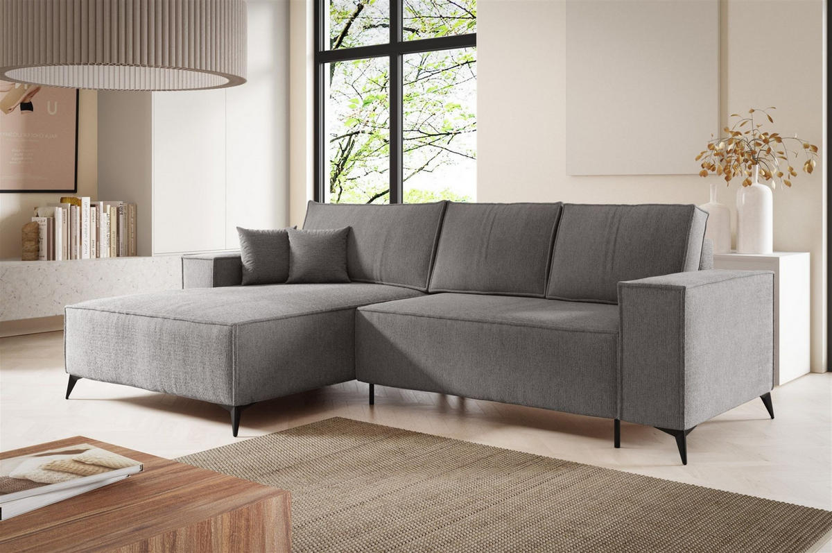 ECKSOFA Fiore - Grau, Holzwerkstoff/Textil (294/185cm) - Fun Möbel