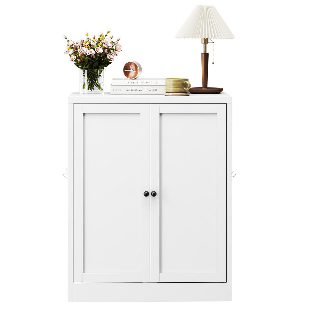 SIDEBOARD 70/35/88 cm aus Metall in Weiß mit 2 Türen & verstellbaren Böden - Weiß, Metall (70/88/35cm) - BEAOK