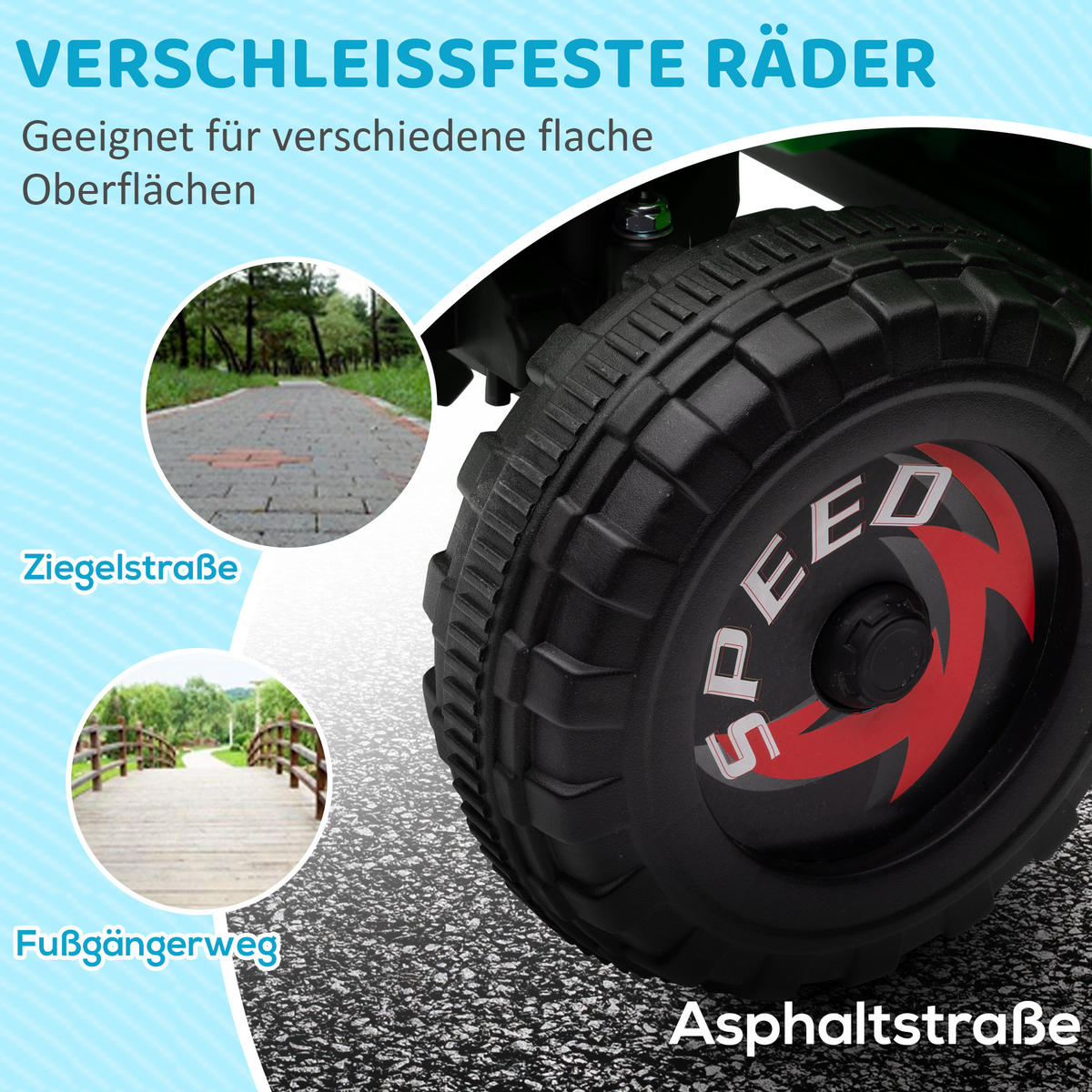 KINDER-ELEKTROQUAD Mini Elektroquad mit Vorwärts-, Rückwärtsfunktion, Grün - Grün, Metall (70/41.5/48.5cm) - HOMCOM