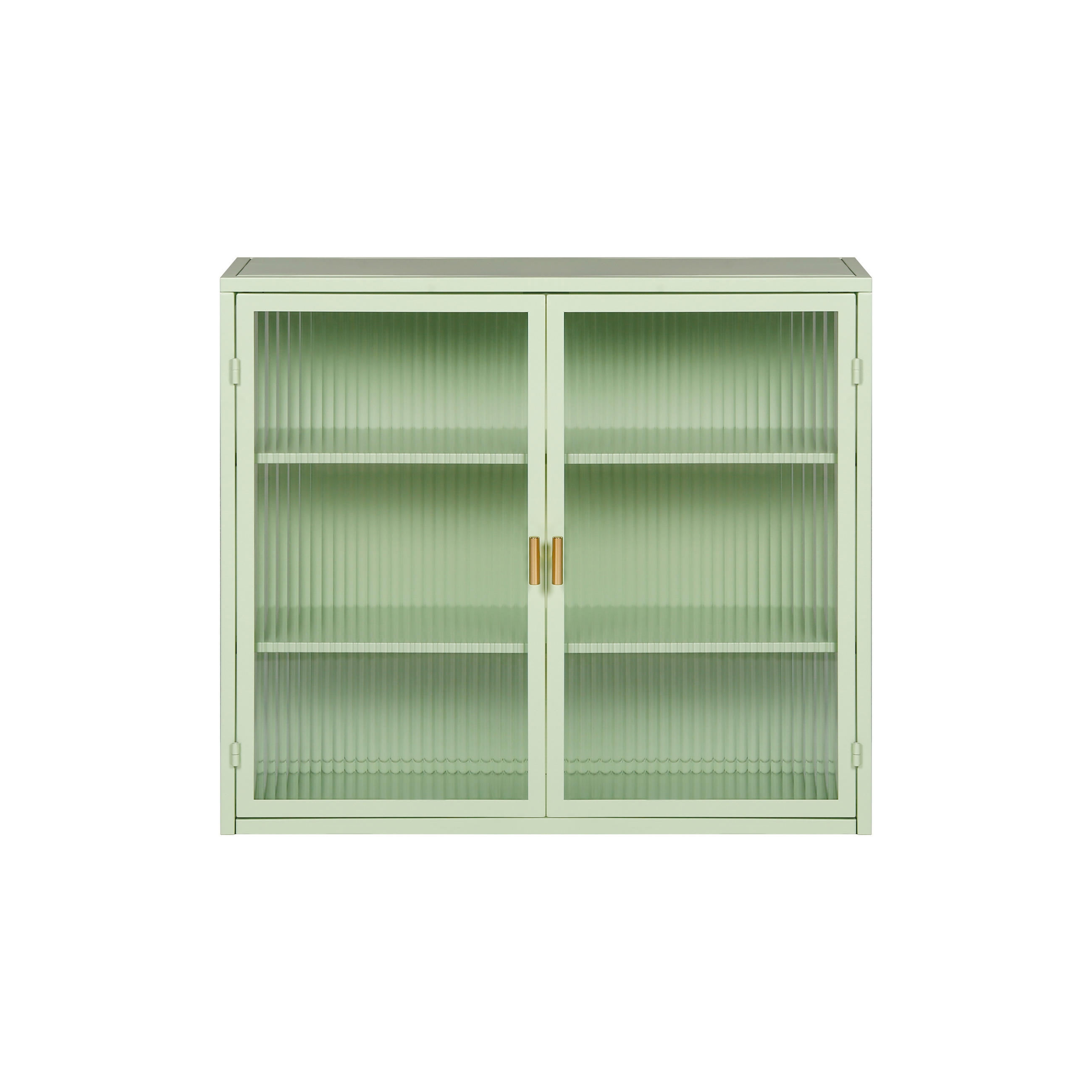 KÜCHENOBERSCHRANK 70x23x60 cm Grün aus Eisen & gehärtetem Glas mit 2 Türen & 3 Ablagen - Grün, Glas (70/60/23cm) - Modfu