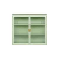 KÜCHENOBERSCHRANK 70x23x60 cm Grün aus Eisen & gehärtetem Glas mit 2 Türen & 3 Ablagen - Grün, Glas (70/60/23cm) - Modfu