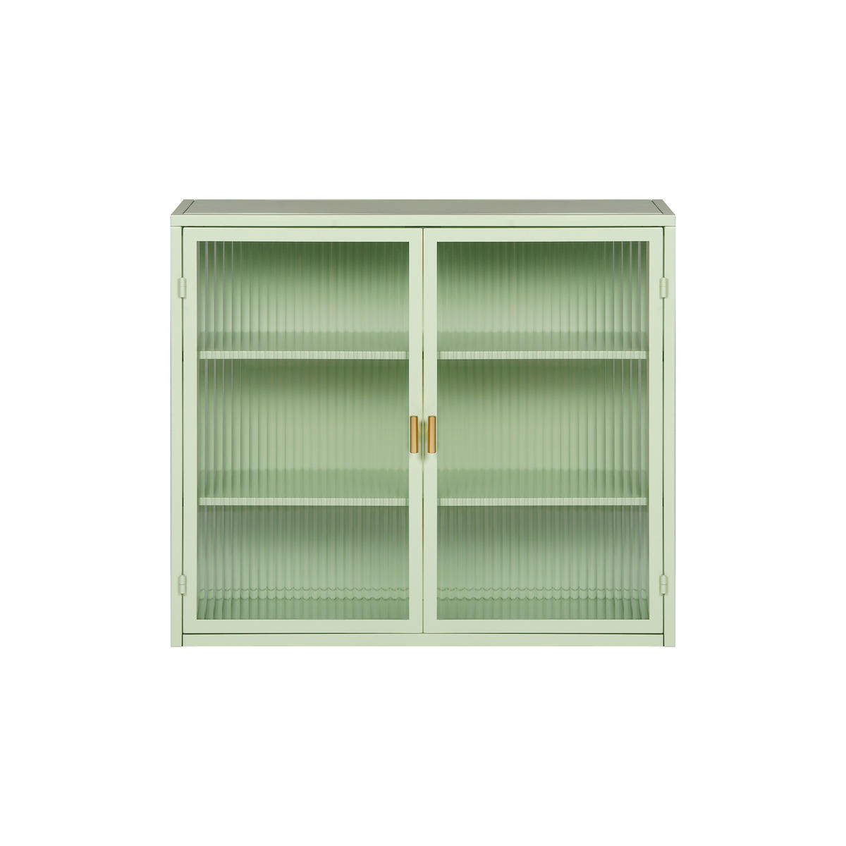 KÜCHENOBERSCHRANK 70x23x60 cm Grün aus Eisen & gehärtetem Glas mit 2 Türen & 3 Ablagen - Grün, Glas (70/60/23cm) - Modfu