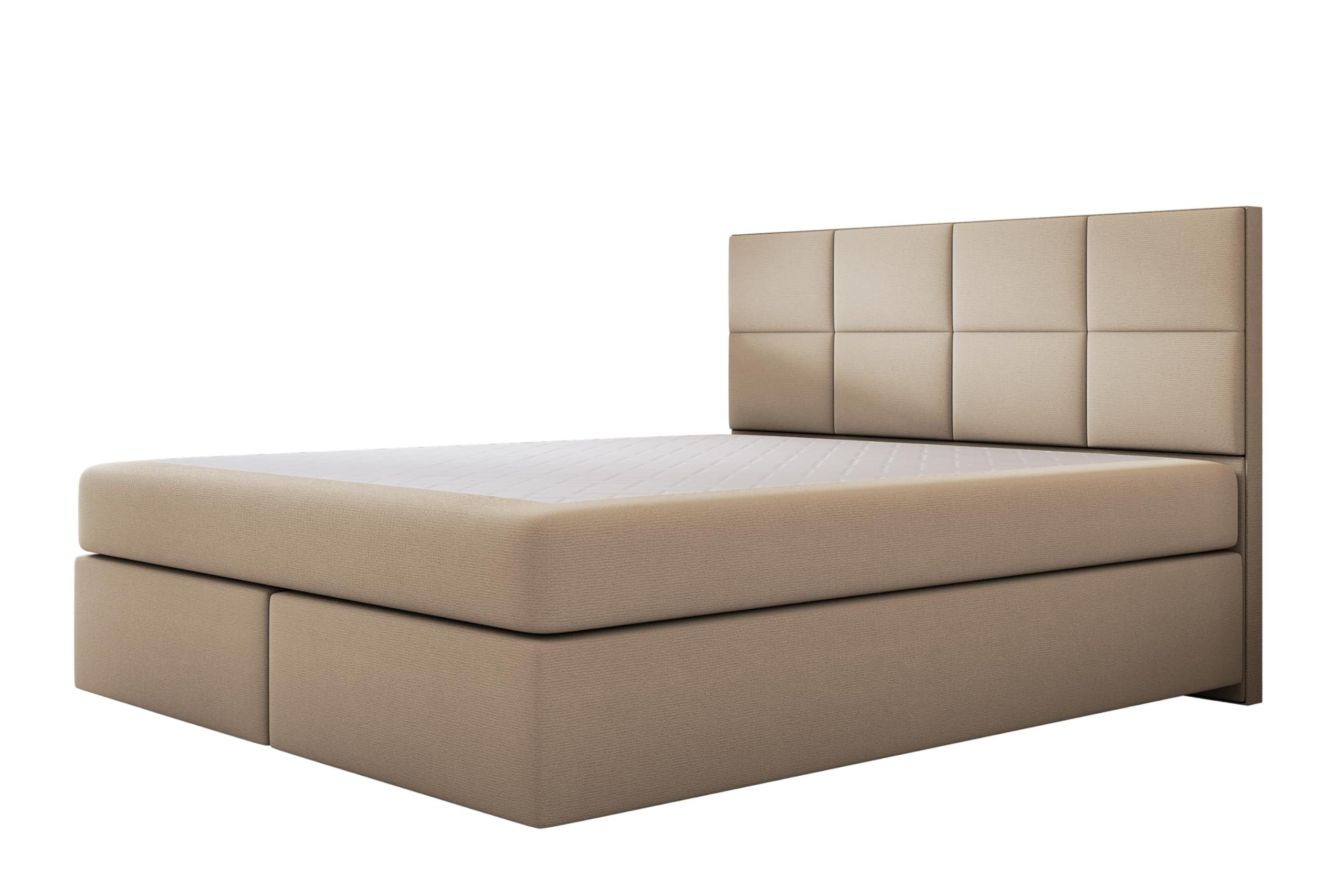 BOXBETT mit Pocket und Bonellmatratze - Mallorca - Sehr Weich Modern Bett ohne Bettkasten - 160x200 cm - Beige - Beige, Kunststoff (160/200cm) - Trada
