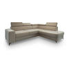 ECKSOFA ALVORO R-S Beige Velours-Stoff mit Schlaffunktion - Beige, Holz (253/190cm) - MASSENO