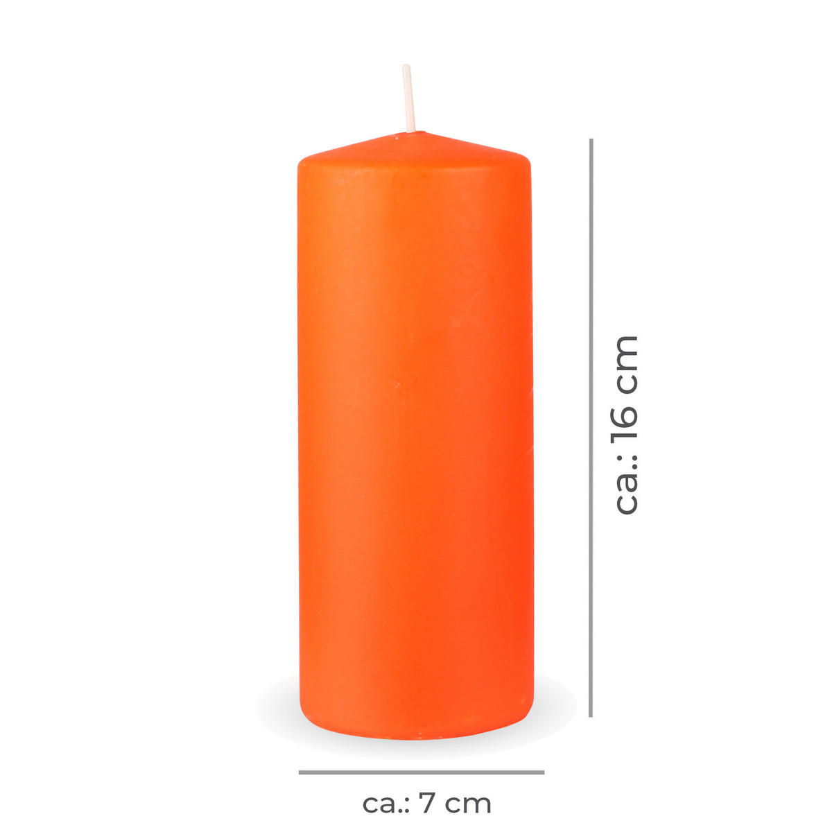 STUMPENKERZEN Ø7cm Orange Ø7cm x 16cm - Orange, Naturmaterialien (7/16cm) - HS Candle