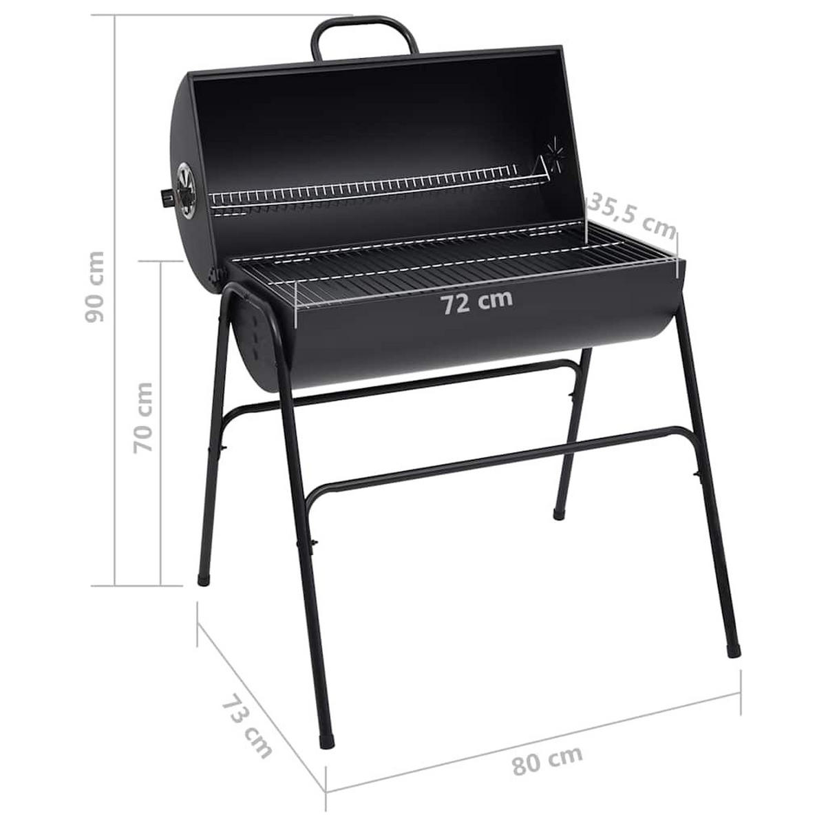 GRILL Mit 2 Grillrosten Schwarz 80/95/90 Cm Stahl - Schwarz, Metall (13/90/68cm) - vidaXL