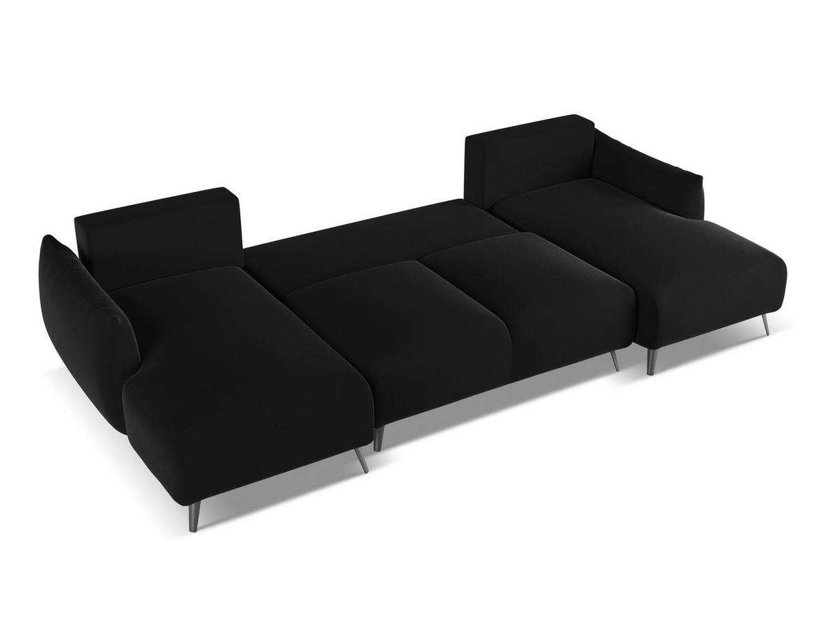 WOHNLANDSCHAFT Samt Stoff Schwarz - Schwarz, Textil/Metall (317/86/162cm) - Makamii