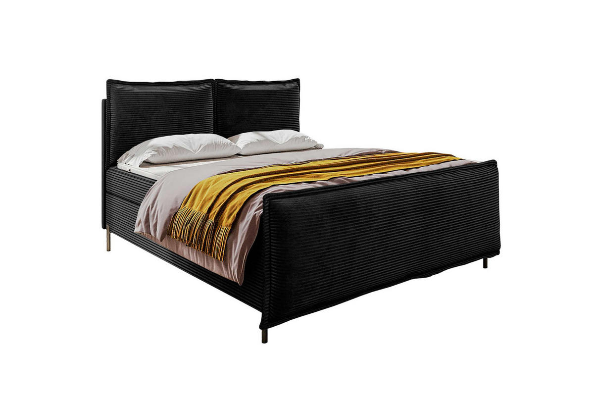 BOXSPRINGBETT VERO PLUS Cordstoff Schwarz 160/200 cm - Schwarz, Holzwerkstoff/Textil (160/200cm) - 99rooms
