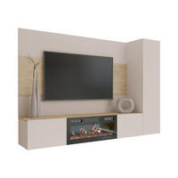 WOHNWAND Deromi VI mit Kamin - Beige, Holzwerkstoff (220/150/38cm) - MIRJAN24