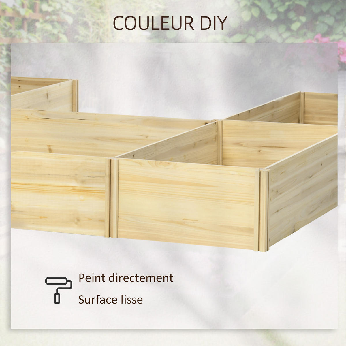 HOCHBEET-SET DE-12130 modulares 5er-Set, 230/230/28 cm Natur - Naturfarben, Holz (230/28/230cm) - ComfortXL